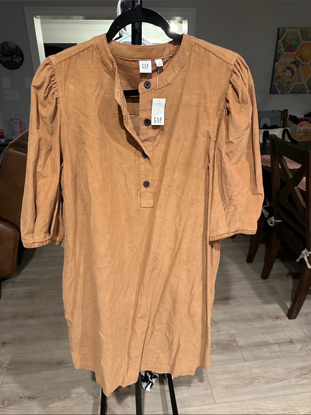 GAP Women's Tan Puff-Sleeve Tunic